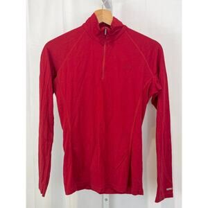 ICEBREAKER Merino Wool Bodyfit 200 1/4 Zip Neck Long Sleeve Top Red Size M